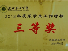2013年度系學(xué)生工作考核三等獎